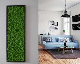 Muurkunst 48x36''. Decor van de natuurkamer. Moderne kunst aan de muur Echt mos. Mos frame. Chartreuse groene Moss Wall. Botanische kunst.