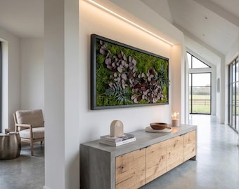 NEW! Harmony Moss Art | Wall Art | Preserved Moss Art | Colorful Botanical Wall Decor | Modern Nature Art with Lights | Real Moss Frame