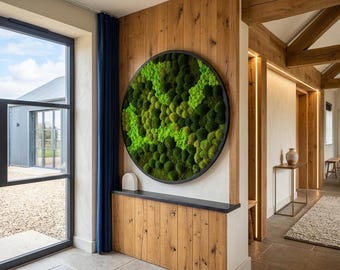 Glade Moss Wall Art Round | Preserved Moss Decor | Scandinavian Moss Art | Nordic Green Wall Decor | Modern Biophilic Wall Hanging