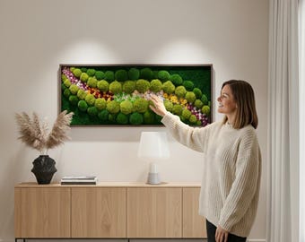 Perfect Art Flower Art - Wall Art Preserved Moss Lighted Moss Wall Beautiful Preserved Moss Artwork's with LED Lights Live Moss LED