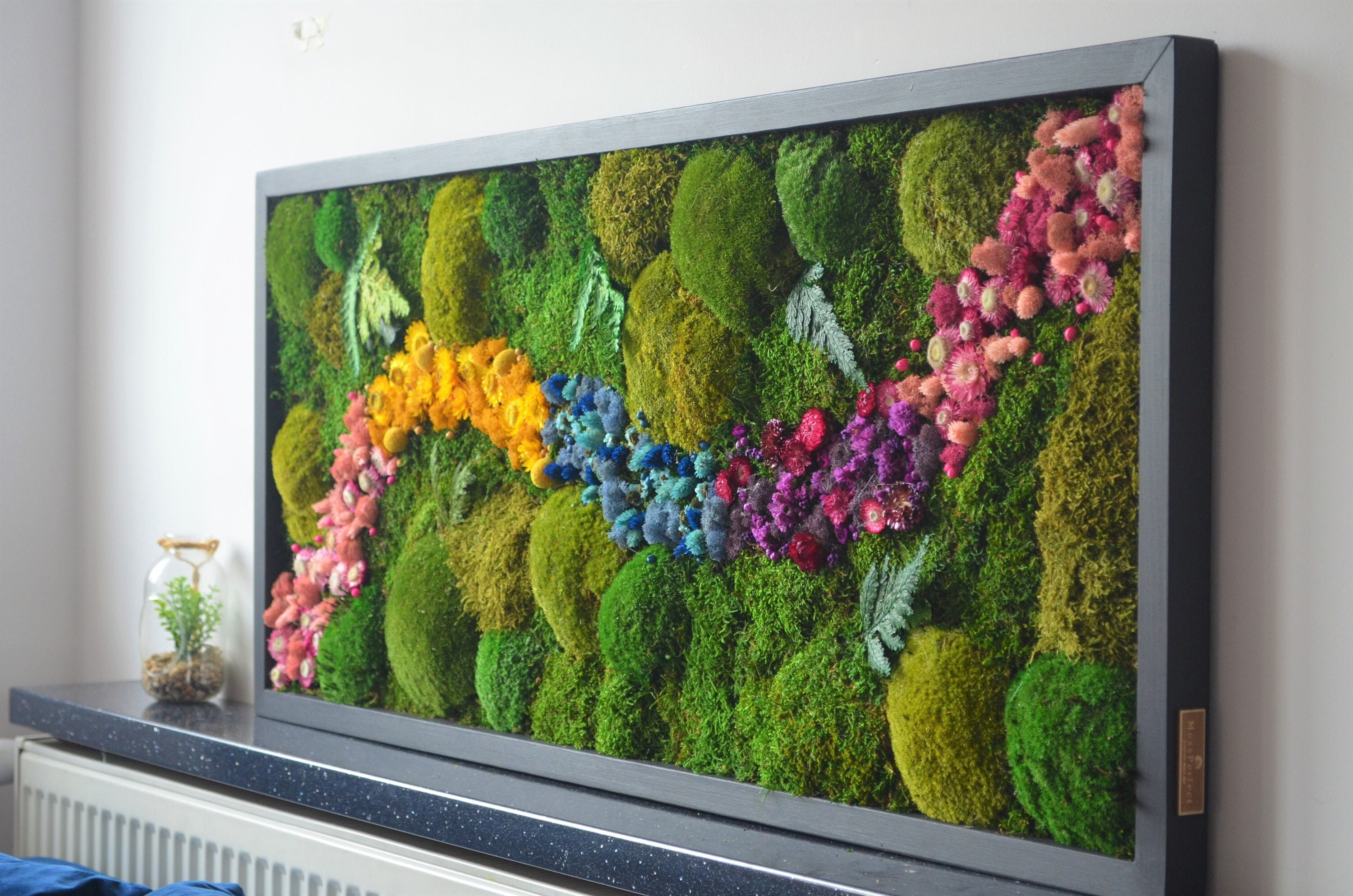 LARGE MOSS WALL / Living Wall Art / House Jungle / Moss Wall Art / Large  Moss Frame / Green Wall Decor / Dried Plants 
