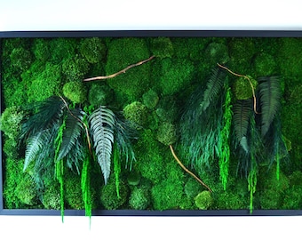 Nieuw: Botanische kunst - Onderhoudsvrije decoratie, Mosmuurkunst, Geconserveerd mos, Een cadeau voor Kerstmis, Levend bos aan de muur, Woondecoratie,