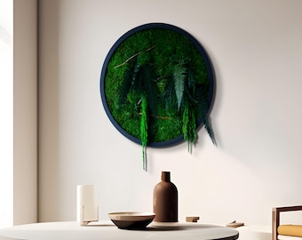 New ART! Botanic Circle- Preserved Moss Art Framed. Christmas Gift. Moss Wall Decor Reindeer & Sheet Moss.