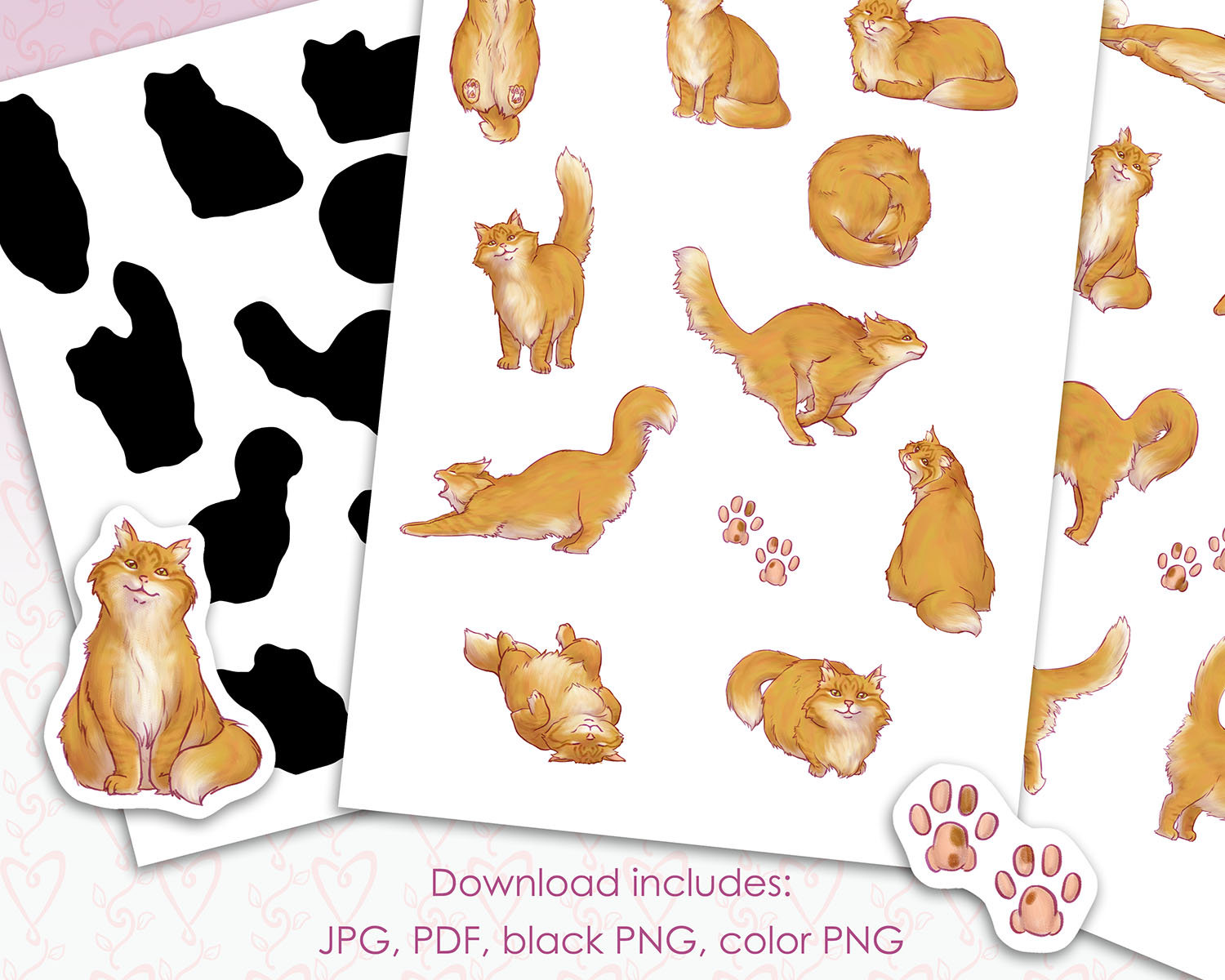 printable cat stickers cute cat stickers cat lover stickers etsy