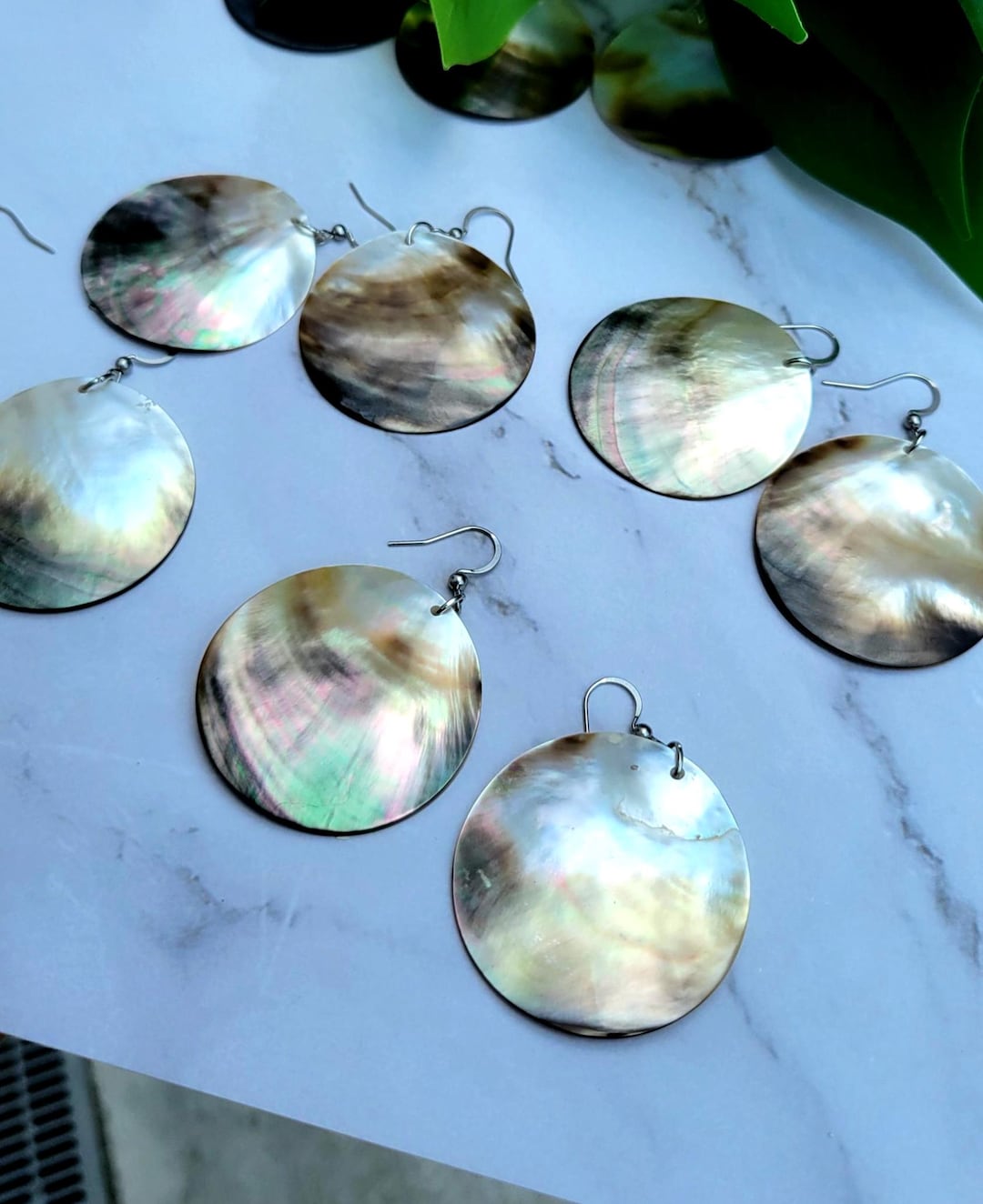 Real Shell Earing Real Black Lip Mother of Pearl Shell Disc Earrings/native Black Shell ...