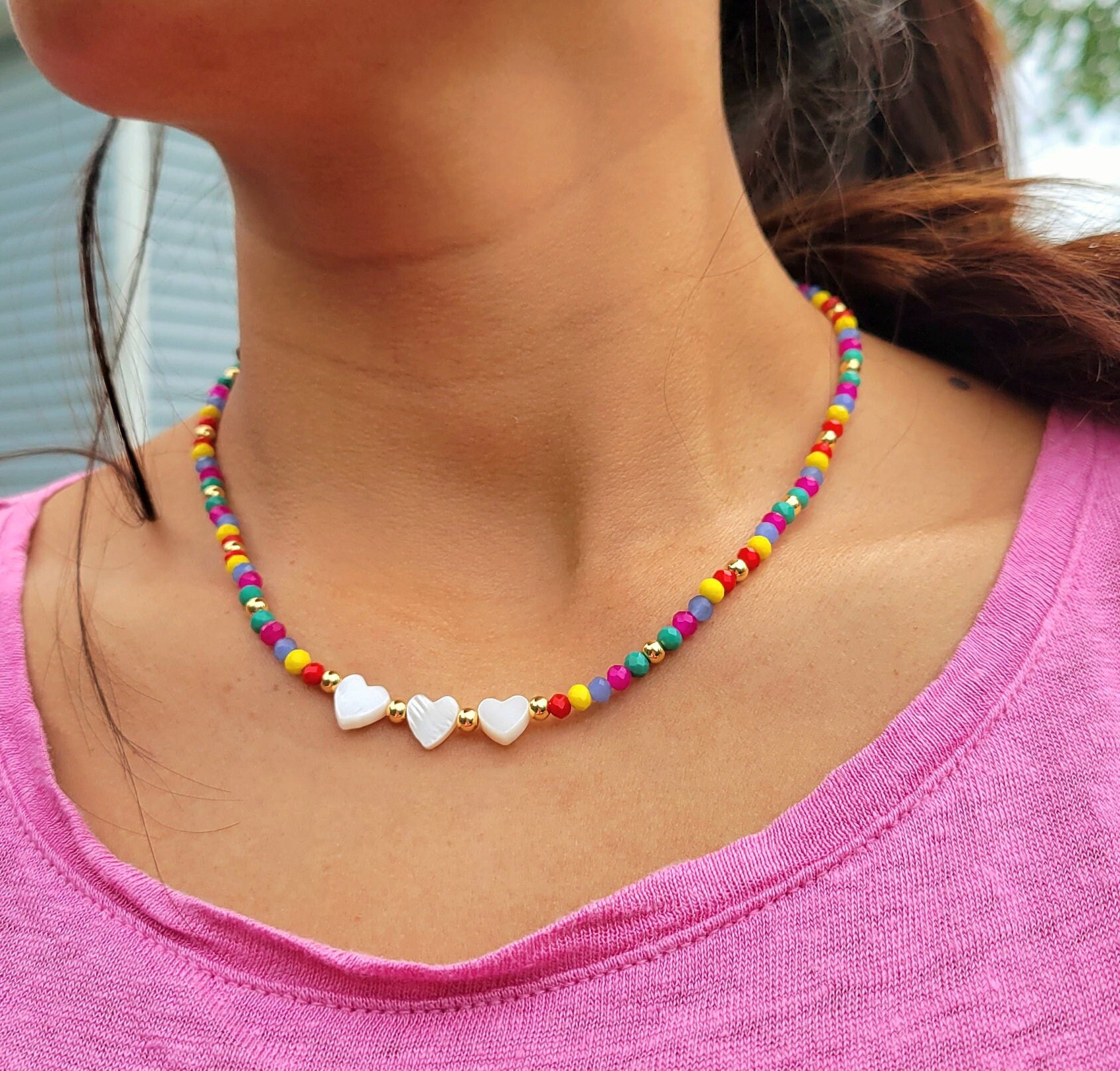 Gold Charm Necklace For Women White Pearl Choker