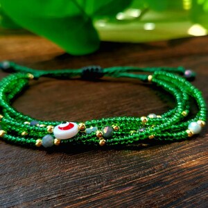 Green Emerald Tiny Seed Bead & Gold Turnish Resistant Waterproof Adjustable Dainty Beaded Bracelet/Miyuky Multistrand Fall Trendy Bracelets