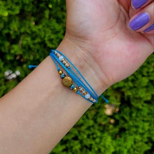 Waterproof Wax Cord Bracelet: Bohemian Jasper, Glass Beads