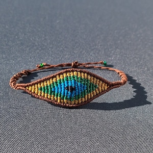 Hand Woven Evil Eye Protection Multicolor Bracelet/Braided Boho Hippie Spiritual Mal de Ojo Bracelet/ Summer Tropical Adjustable Bracelet