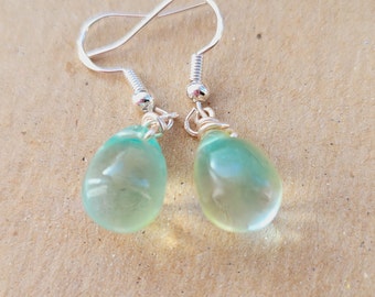 Small Rain Drop Crystal Earrings/Hypoallergenic Raindrops Earrings For Women/Statement Jewelry/Rainbow Grass Drop Earrings/For Her Her