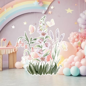 Fairy groot decor Knipsel, Fairy Verjaardag standee, grillige Floral Fairy Princess, magische Enchanted Fairy tuin, afdrukbaar decoratiefeest