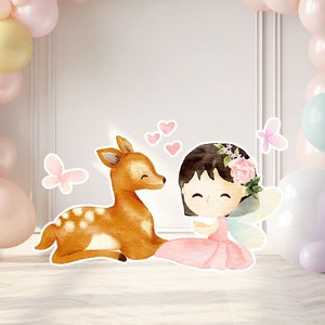 Fairy groot decor Knipsel, Fairy Verjaardag standee, grillige Floral Fairy Princess, magische Enchanted Fairy tuin, afdrukbaar decoratiefeest