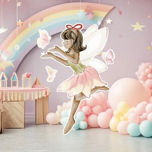 Fairy groot decor Knipsel, Fairy Verjaardag standee, grillige Floral Fairy Princess, magische Enchanted Fairy Party, afdrukbare decoratie
