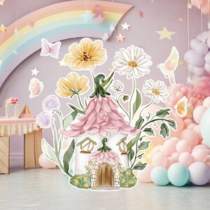 Fairy groot decor Knipsel, Fairy Verjaardag standee, grillige Floral Fairy Princess, magische Enchanted Fairy tuin, afdrukbaar decoratiefeest