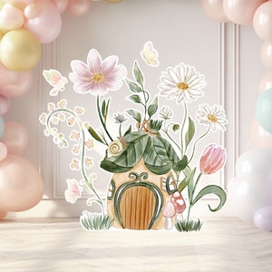 Fairy groot decor Knipsel, Fairy Verjaardag standee, grillige Floral Fairy Princess, magische Enchanted Fairy tuin, afdrukbaar decoratiefeest