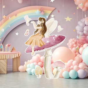 Fairy groot decor Knipsel, Fairy Verjaardag standee, grillige Floral Fairy Princess, magische Enchanted Fairy Party, afdrukbare decoratie 34