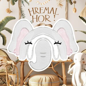 Olifant baby groot decor Knipsel partij rekwisieten, schattige regenboog Verjaardag standee, boho schattige achtergrond, afdrukbare grote rekwisieten voor Feestdecoratie