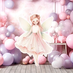 Fairy groot decor Knipsel, Fairy Verjaardag standee, grillige Floral Fairy Princess, magische Enchanted Fairy Party, afdrukbare decoratie 38