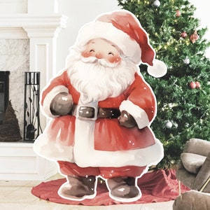 Decoração grande de Natal Papai Noel, adereços de festa recortados, suporte de feriado de Natal, cenário adorável de Papai Noel, adereços grandes para impressão para decoração de festa