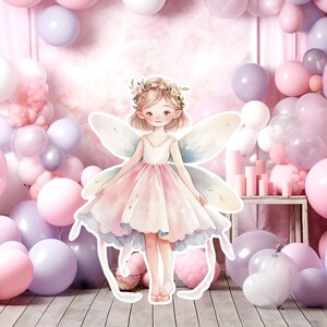 Fairy groot decor Knipsel, Fairy Verjaardag standee, grillige Floral Fairy Princess, magische Enchanted Fairy Party, afdrukbare decoratie 38