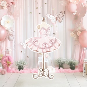 Découpe de grande décoration de cygne, ballerine voyageuse debout, princesse florale fantaisiste, fête de fille enchantée magique, fête de décoration imprimable