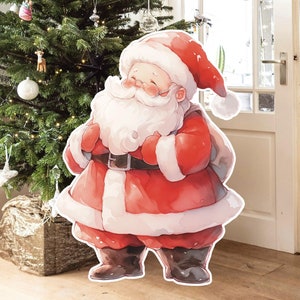 Decoração grande de Natal Papai Noel, adereços de festa recortados, suporte de feriado de Natal, cenário adorável de Papai Noel, adereços grandes para impressão para decoração de festa