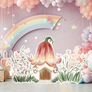 Fairy groot decor Knipsel, Fairy Verjaardag standee, grillige Floral Fairy Princess, magische Enchanted Fairy tuin, afdrukbaar decoratiefeest