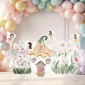 Fairy groot decor Knipsel, Fairy Verjaardag standee, grillige Floral Fairy Princess, magische Enchanted Fairy tuin, afdrukbaar decoratiefeest