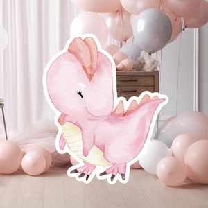 Dinosaur groot decor Knipsel, baby kind Verjaardag standee, grillige dinosaurus, schattige dino Feestdecoratie, dino afdrukbare achtergrond voor kind