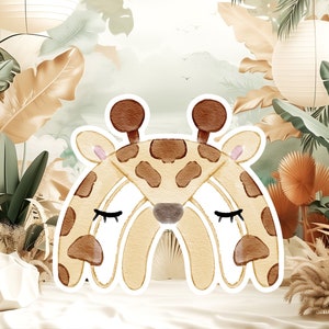 Giraf baby groot decor Knipsel feestrekwisieten, schattige regenboog verjaardag staand, boho schattige achtergrond, afdrukbare grote rekwisieten voor feestdecoratie
