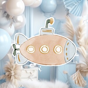 Boho baby groot decor Knipsel partij rekwisieten, schattige onderzeeër Verjaardag standee, boho schattige achtergrond, afdrukbare grote rekwisieten voor feest, schattig decor