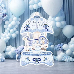 Prinses groot decor Knipsel, babymeisje Verjaardag standee, grillige Bloemenprinses, magisch Betoverd feest, blauw afdrukbaar decoratiefeest