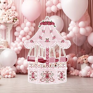 Prinses groot decor knipsel, babymeisje verjaardag standee, grillige bloemenprinses, magisch betoverd feest, roze afdrukbare decoratiefeest