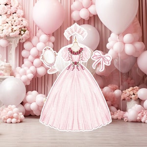 Prinses groot decor knipsel, babymeisje verjaardag standee, grillige bloemenprinses, magisch betoverd feest, roze afdrukbare decoratiefeest