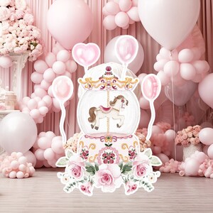 Prinses groot decor knipsel, babymeisje verjaardag standee, grillige bloemenprinses, magisch betoverd feest, roze afdrukbare decoratiefeest