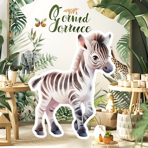 Zebra Baby Dekor Ausschnitt Party Requisiten, niedlichen Dschungel Geburtstag Standee, entzückende Kulisse, druckbare große Requisiten für Party, süßes Tier