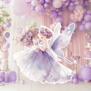 Fairy groot decor Knipsel, Fairy Verjaardag standee, grillige Floral Fairy Princess, magische Enchanted Fairy Party, afdrukbare decoratie girly