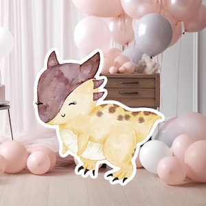 Dinosaur groot decor Knipsel, baby kind Verjaardag standee, grillige dinosaurus, schattige dino Feestdecoratie, dino afdrukbare achtergrond voor kind