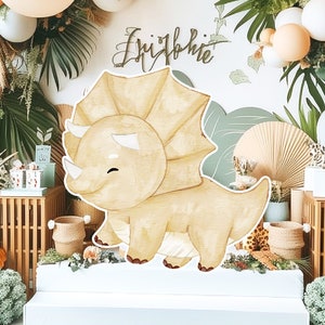 Dinosaur groot decor Knipsel, baby kind Verjaardag standee, grillige dinosaurus, schattige dino Feestdecoratie, dino afdrukbare achtergrond voor kind