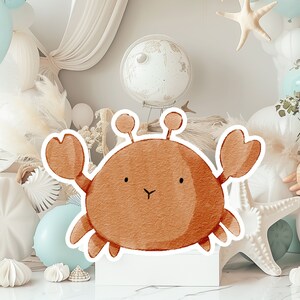 KRAB baby groot decor Knipsel feestrekwisieten, schattige KRAB verjaardag staander, onder de zee schattige achtergrond, afdrukbare grote rekwisieten voor feest