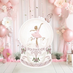 Zwaan groot decor Knipsel, ballerina Verjaardag standee, grillige Bloemenprinses, magisch Betoverd meisjesfeest, afdrukbaar decoratiefeest