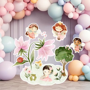 Fairy groot decor Knipsel, Fairy Verjaardag standee, grillige Floral Fairy Princess, magische Enchanted Fairy tuin, afdrukbaar decoratiefeest