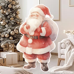 Decoración navideña de Papá Noel grande, accesorios recortables para fiestas, soporte para exhibición de vacaciones de Navidad, adorable fondo de Papá Noel, accesorios grandes imprimibles para decoración de fiestas