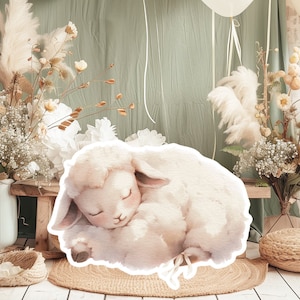 SCHAPEN baby groot decor Knipsel feestrekwisieten, schattig LAMS verjaardagsstandaard, schattige BOS-achtergrond, afdrukbare grote rekwisieten voor feestdecoratie