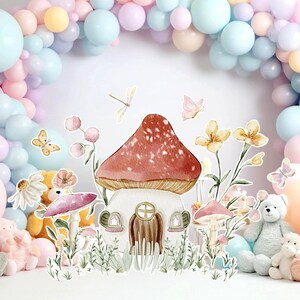 Fairy groot decor Knipsel, Fairy Verjaardag standee, grillige Floral Fairy Princess, magische Enchanted Fairy tuin, afdrukbaar decoratiefeest