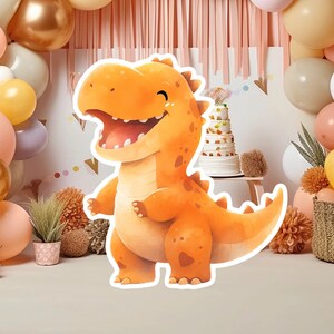 Dinosaurus groot decor knipsel, baby kind verjaardag staand, grillige dinosaurus, schattige dino feestdecoratie, dino afdrukbare achtergrond voor kind