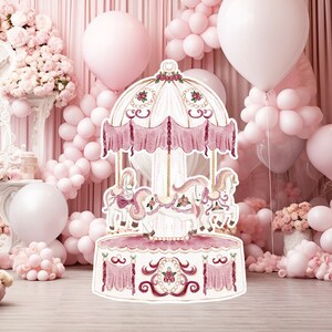 Prinses groot decor knipsel, babymeisje verjaardag standee, grillige bloemenprinses, magisch betoverd feest, roze afdrukbare decoratiefeest