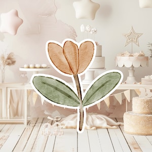 Boho baby groot decor Knipsel feestrekwisieten, schattige bloem verjaardag standee, boho schattige achtergrond, afdrukbare grote rekwisieten voor feest, schattig versieren