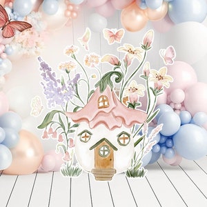 Fairy groot decor Knipsel, Fairy Verjaardag standee, grillige Floral Fairy Princess, magische Enchanted Fairy tuin, afdrukbaar decoratiefeest
