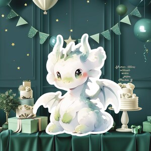 Dragon groot decor knipsel, baby jongen verjaardag standee, grillige draak, schattige partij rekwisieten decoratie, draak afdrukbare achtergrond voor kind